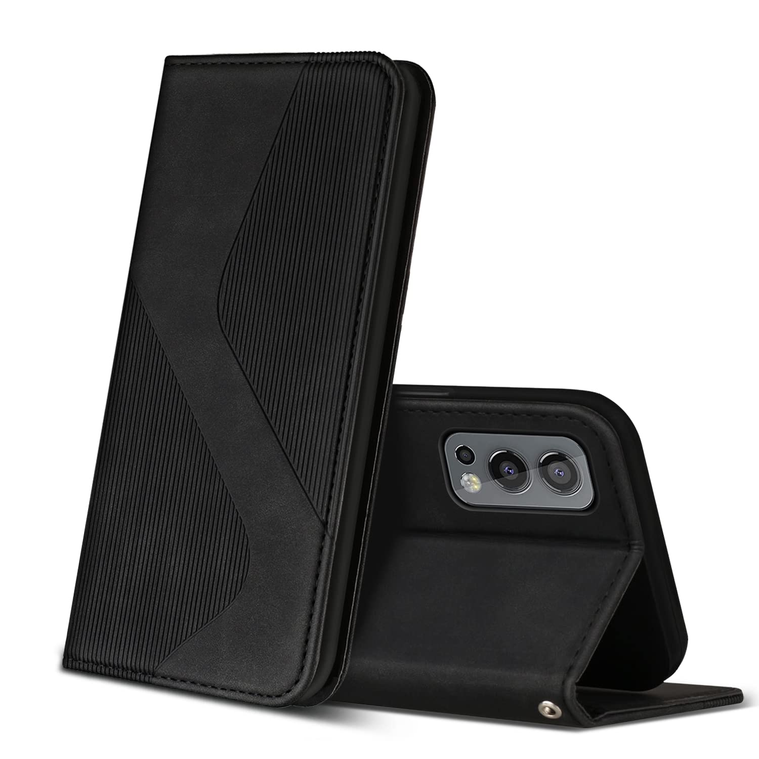 Funda para OnePlus Nord 2 5G, Funda Libro de Cuero con Ranura para Tarjeta y Magnético, Wallet Flip Caso Cubierta Case Carcasa para OnePlus Nord 2 5G (Negro)