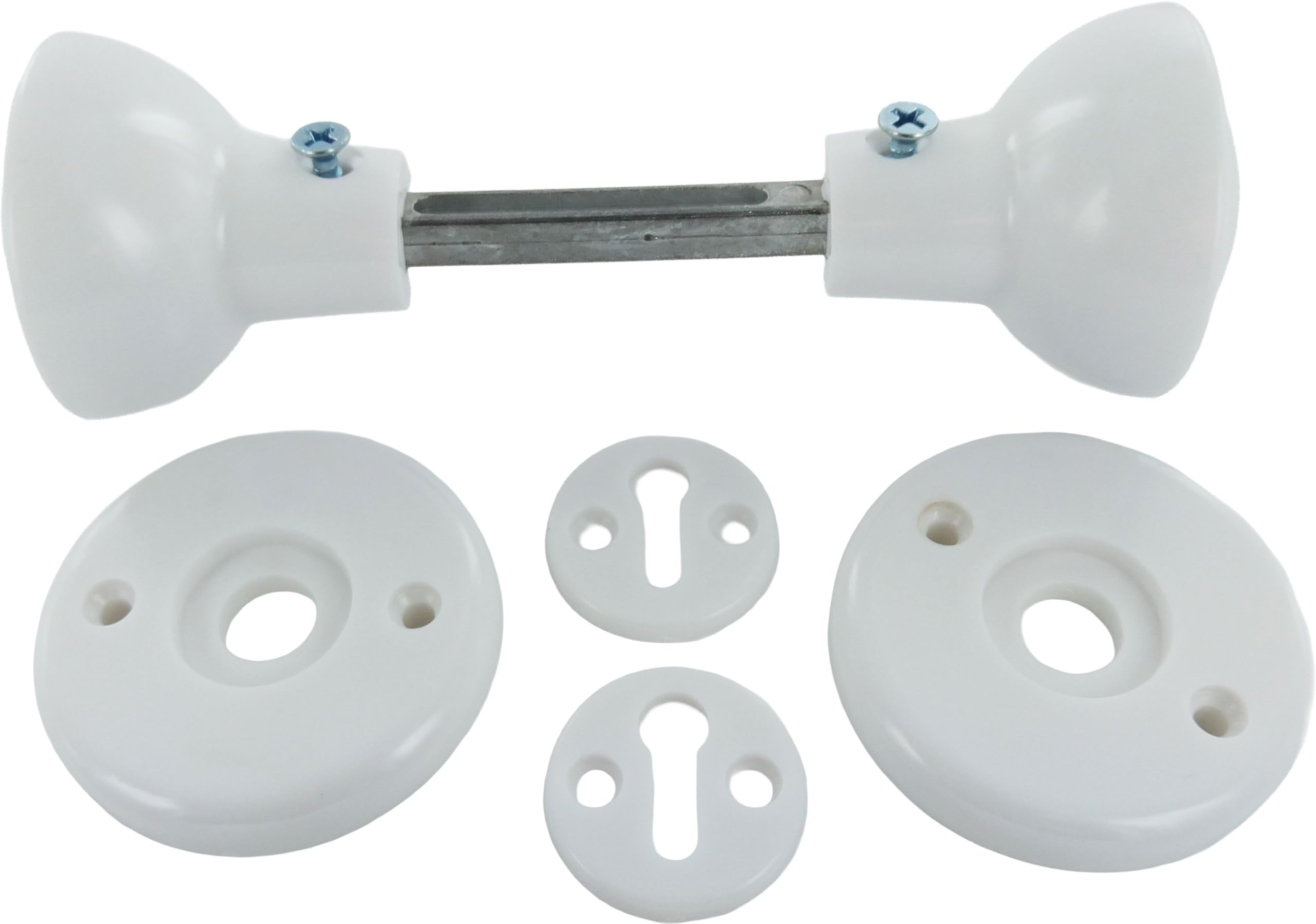 Merriway® BH01832 White Mortice Door Knob Set – Cupboard, Cabinet & Utility Door Handles for Interior & Exterior Use (40mm–80mm Doors)