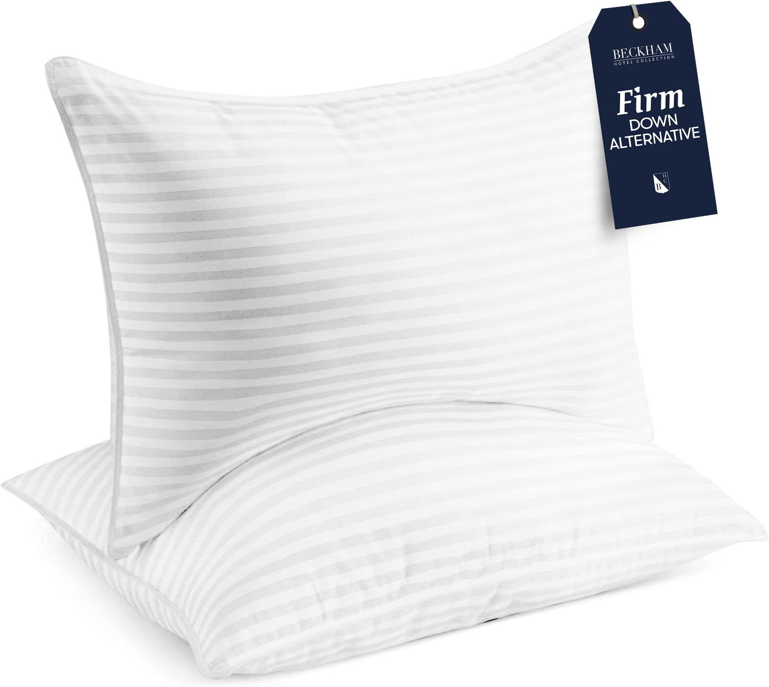 Beckham Hotel Collection King Size Firm Down Alternative Bed Pillows Set of 2 - Cooling Foam Pillow for Back, Stomach or Side Sleepers