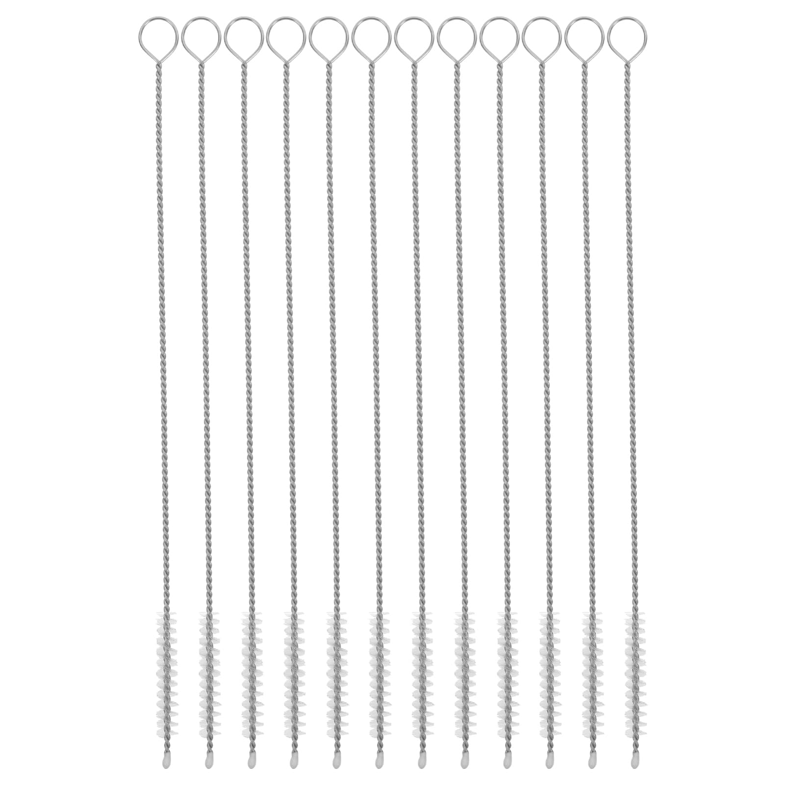 KICHOUSE 12pcs Stainless Steel Straw Brush Water Bottle Clear Water Bottles Straws Long Straw Cleaner Brush Cleaning Brushes for Household Use Portable Straw 304 Stainless Steel