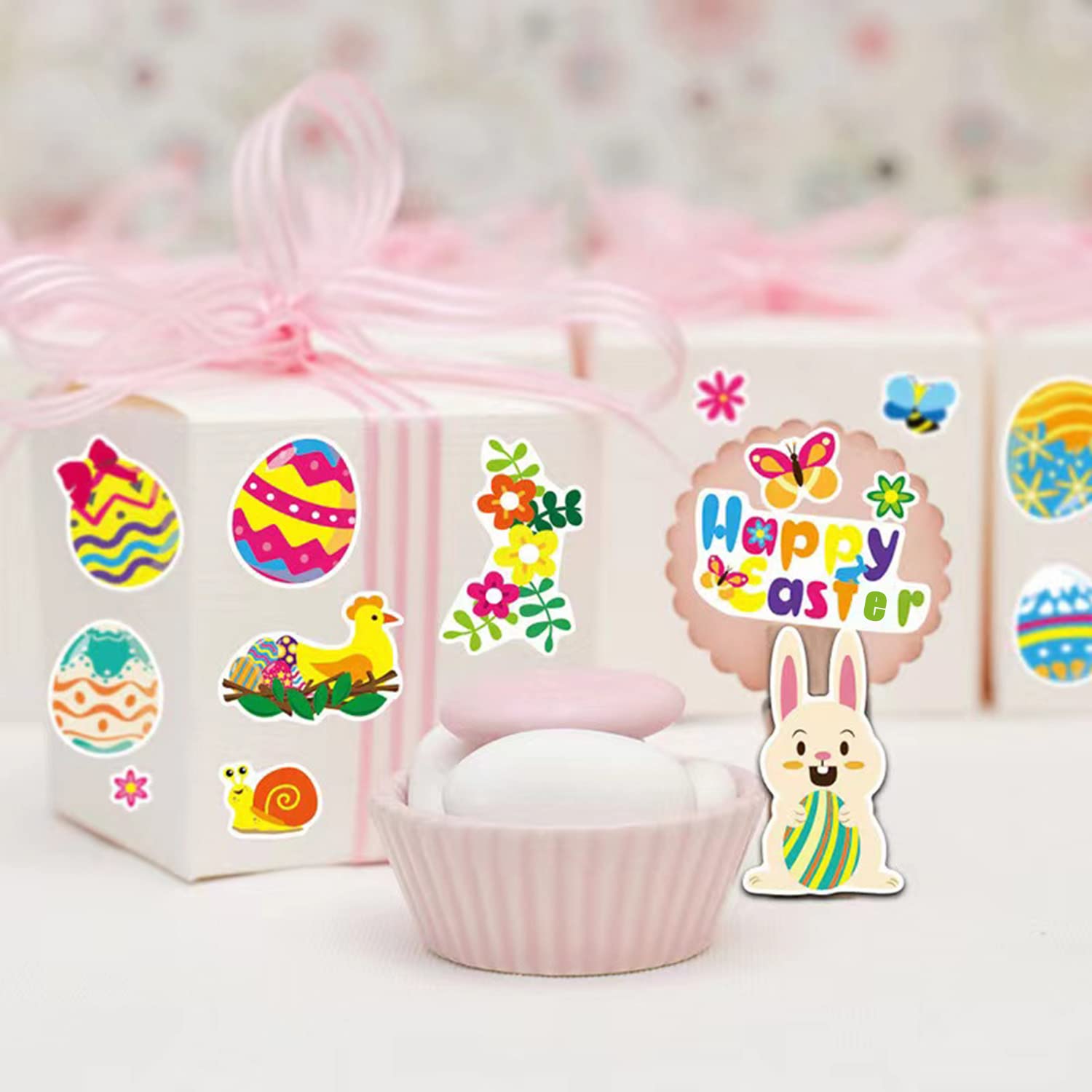 Stickervellen met 96x gekleurde paaseieren stickers - stickers