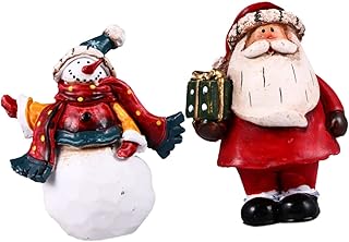 OFFSCH 2 peças de decoração de mesa de Natal brinquedos em miniatura decoração de Natal brinquedos de mesa de Natal estatueta de Papai Noel miniatura figura de Papai Noel estátua de boneco de neve Miniatura Ornamento de Natal Estátua em miniatura