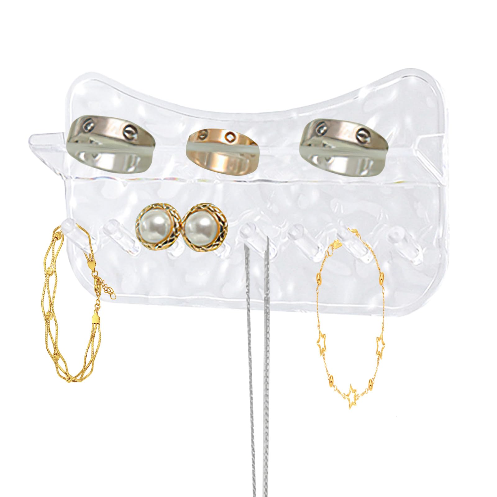 kumet Necklace Holder Wall Mounted, Adhesive Plastic Jewelry Organizer with 8 Hooks – Stylish Necklace Rack, Ideal for Necklaces, Studs, Bracelets, Earrings, and More