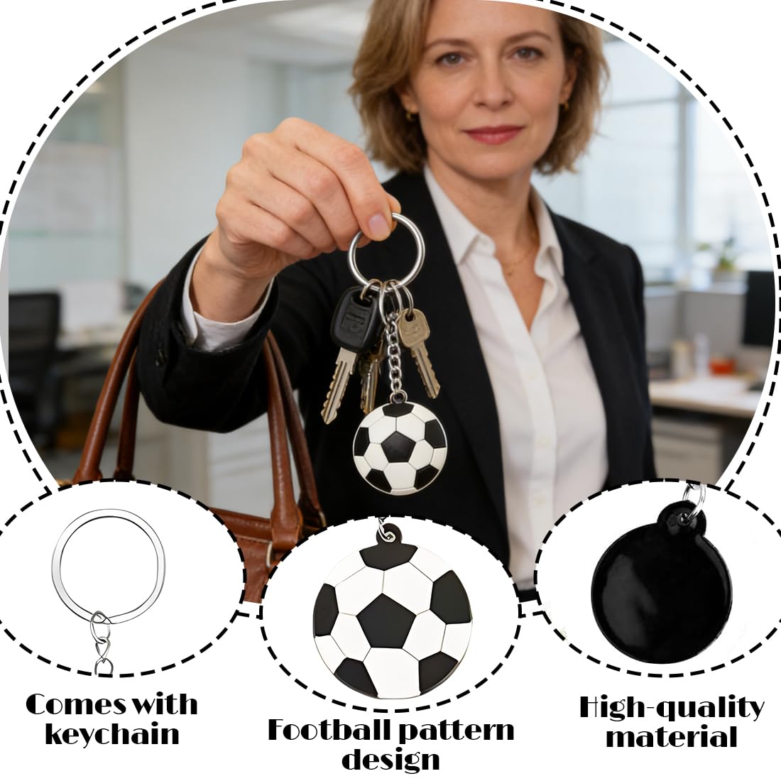 Llaveros de PVC con forma de balón de fútbol para bolsos y mochilas