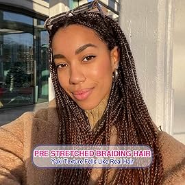 8 Pack Ombre Braiding Hair Pre Stretched - 16 55G/Pack Premium Pre Stretched Braiding Hair Extensions, Professional Itch Free Hot Water Setting Perm Yaki Texture Prestretched Hair(1B30)