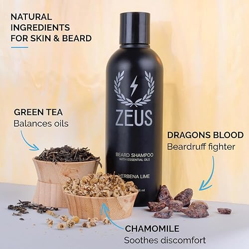 Miniatura 8 de ZEUS Champú para barba con infusión de té verde e ingredientes naturales para limpiar y suavizar la barba 8 onzas Fabricado en Estados Unidos lima