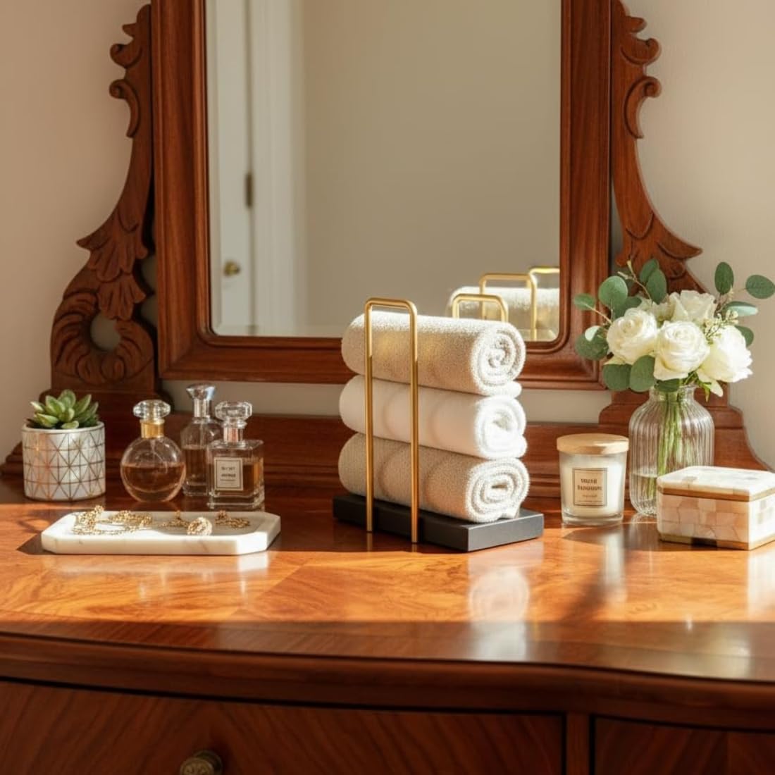 MASON HOME Imperial Napkin Holder Black & Gold - 1pc - L 25.4" x B 17.8" x H 7.6" | Bathroom - Kitchen - Bedroom - Washbasin | Towel - Kitchen Roll - Paper Towel | Home Décor | Organizer | Stand 2