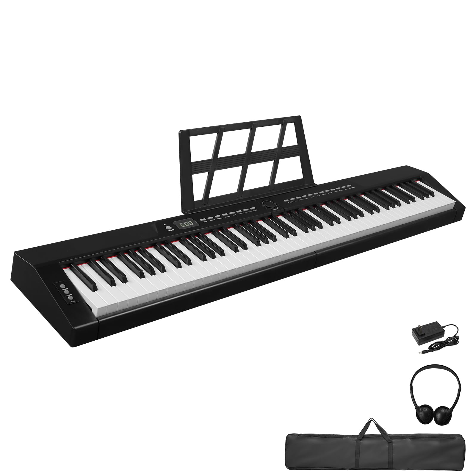 LEADZM Pianoforte digitale semi-ponderato a 88 tasti, tastiera full size, tastiera elettronica con stereo, Bluetooth MIDI, leggio musicale, pedale sustain, cuffie, borsa per pianoforte