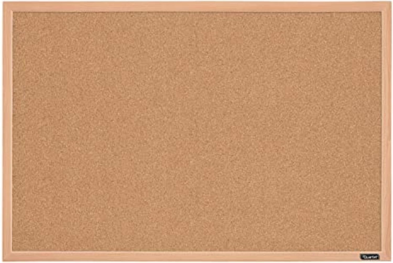 Product photo of quartet cork board bulletin board, 23" x 35" framed corkboard, oak frame, decorative hanging pin board, perfect for office & home decor, home school message board or vision board (35-380352) in Good Condition condition