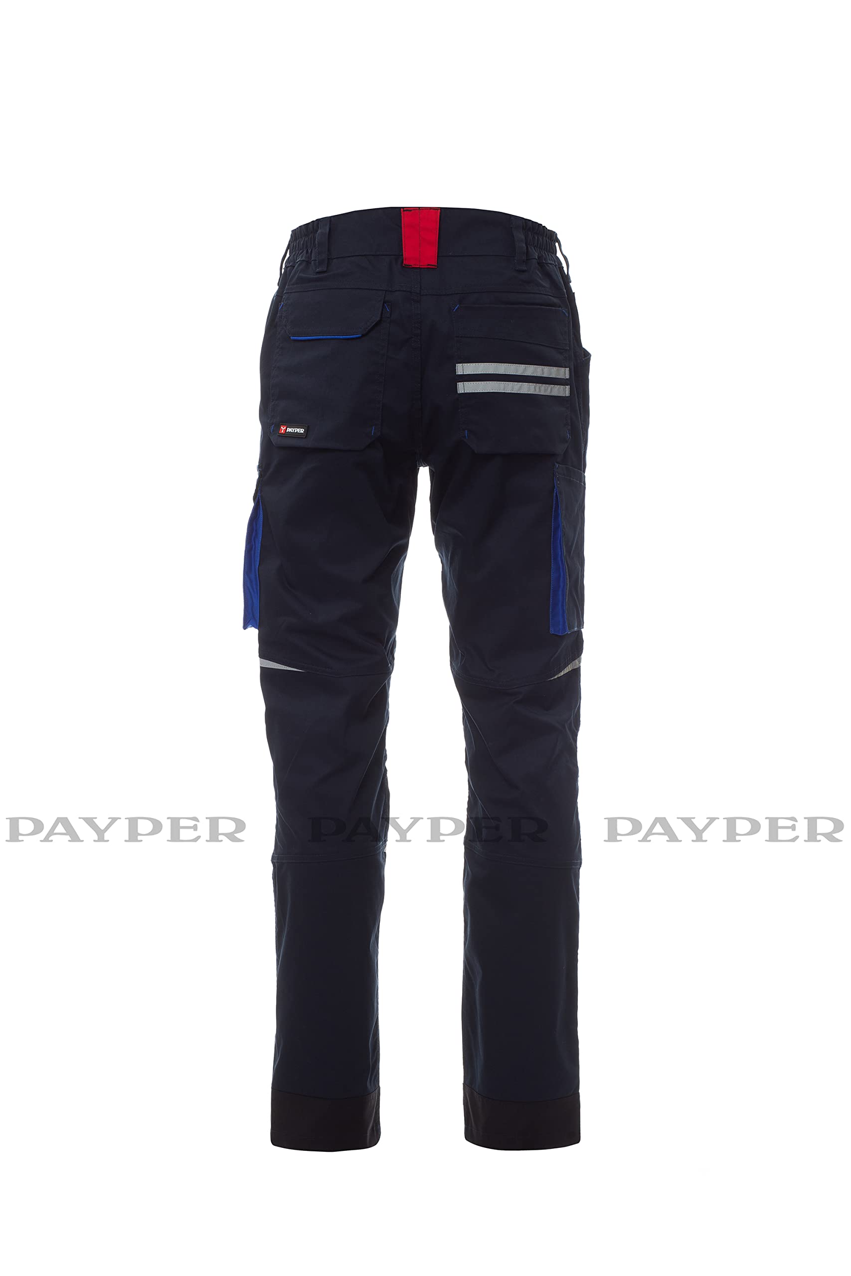 PAYPER NEXT400 Arbeitshose multifunktionale Stretch-Unisex-Hose Twill mit 30% Baumwolle und 20% innovativem Elastomultiester 7 Taschen und Reißverschluss Navy Blue/Black 52