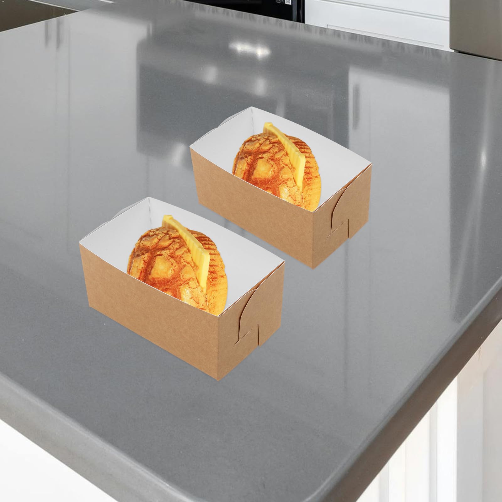 Sosoport Scatole per Imballaggio Panini da Negozio in Carta Antigrasso, Confezione da 50 Pezzi, Formato Compatto per Toast e Dessert, Contenitori Alimenti da Asporto per Colazione e Picnic