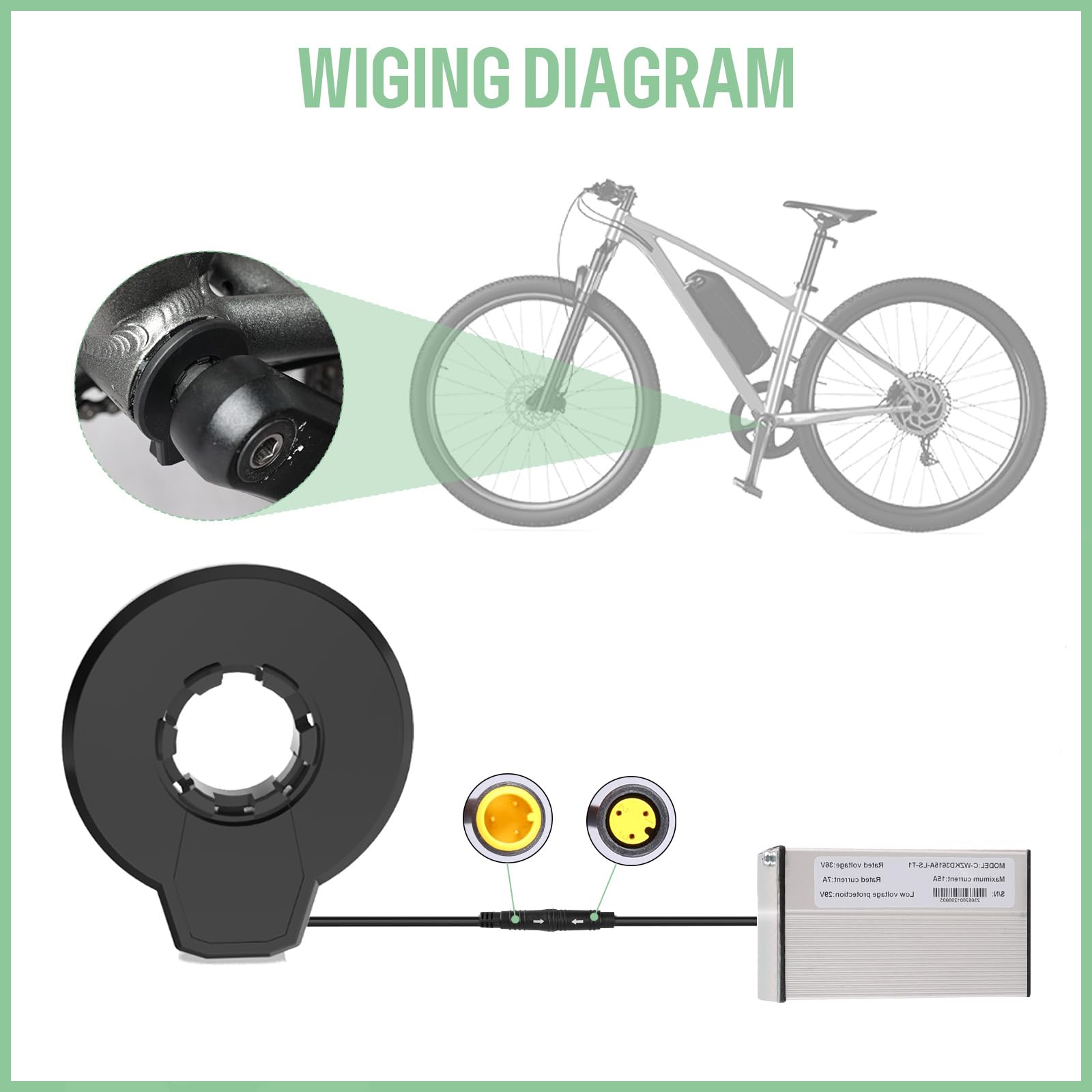 E-Bike PAS-Sensor – 6 Magnete, Single Hall, Linke Kurbelhalterung, 100 Cm Kabel, Für Pedalunterstützungssystem, Schwarz