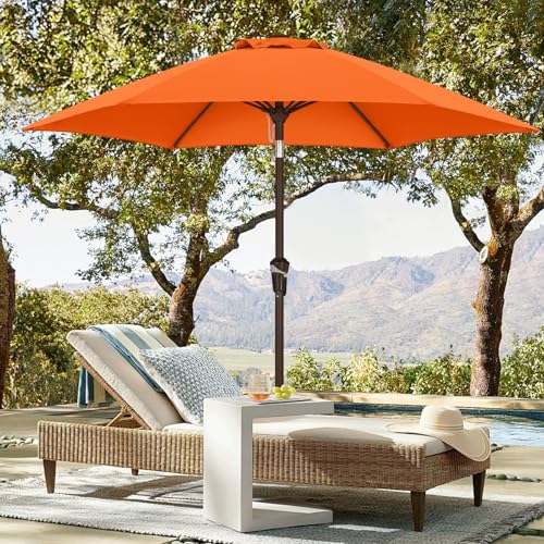 Image of ABCCANOPY 7.5FT Patio Umbrella Outdoor 6 RibsTable Umbrella(Orange) | Fade & UV Resistant Fabric,6 Fiberglass Ribs,Smooth Crank System,Wind Resistance,Great for Patio,Backyard,Garden,Deck