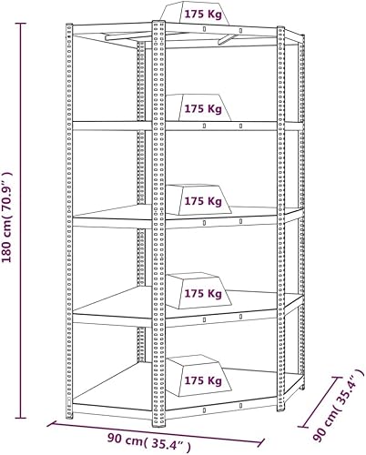 Miniatura 3 de Estantería poligonal grande y alta, estante esquinero, estantes de madera y acero de ingeniería de carga de 1929 libras, estante para almacén y