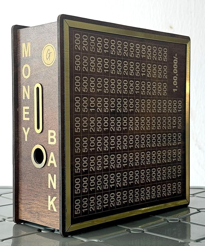 Image of Money Bank for Kids | Piggy Bank 1,00,000 Indian Rupees Savings Challenge | Piggy Bank with Easy Tracking of Savings |Wooden Coin Box Mini Bank Donation Smart Box