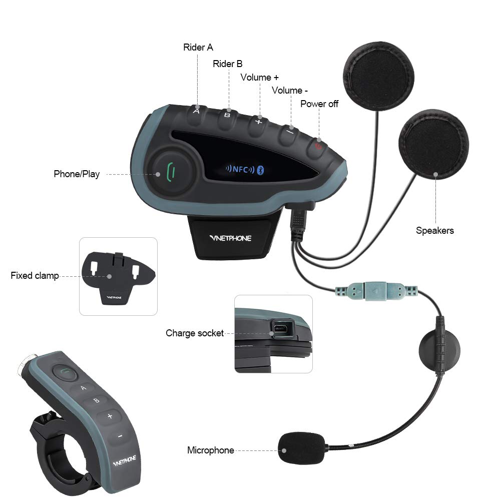 Vnetphone V8 Motorbike Intercom 1200m 