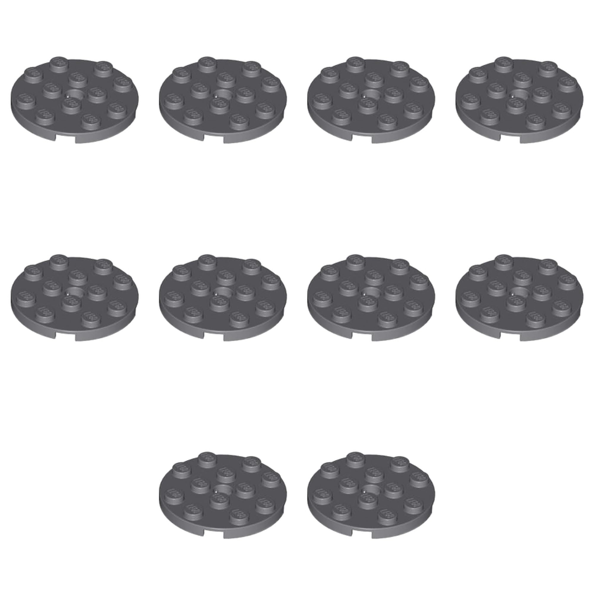 LEGO Plate, Round 4 x 4 with Hole, Part 60474 (Dark Bluish Gray, 5, Bricks), Multicoloured, Standard