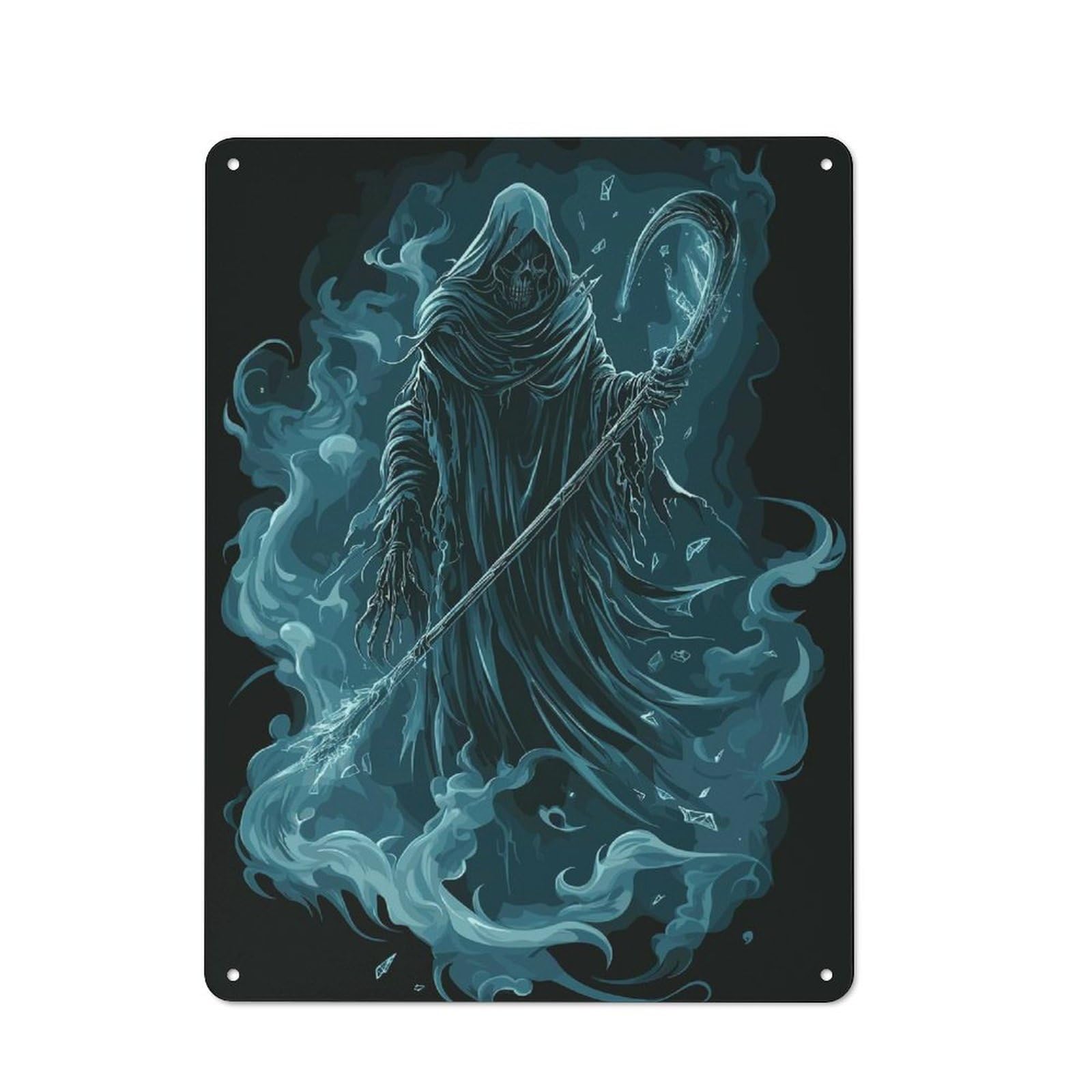 Junmoney Grim Reaper Illustration Rustic Metal Sign 40X30cm For Man Cave Or Games Room, For Vintage Wall Decor Fans, For Garage And Workshop Walls