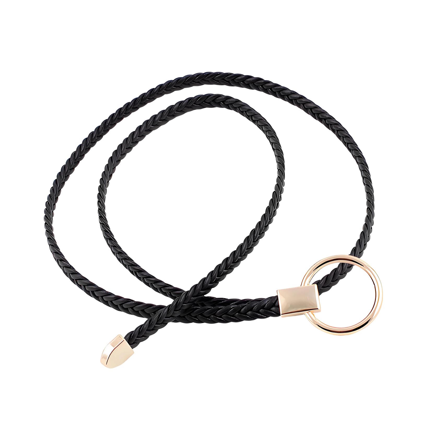 NUREINSS Women Braided Waist Belt Skinny Woven Belt Thin Belt Waistband 1cm Width Black