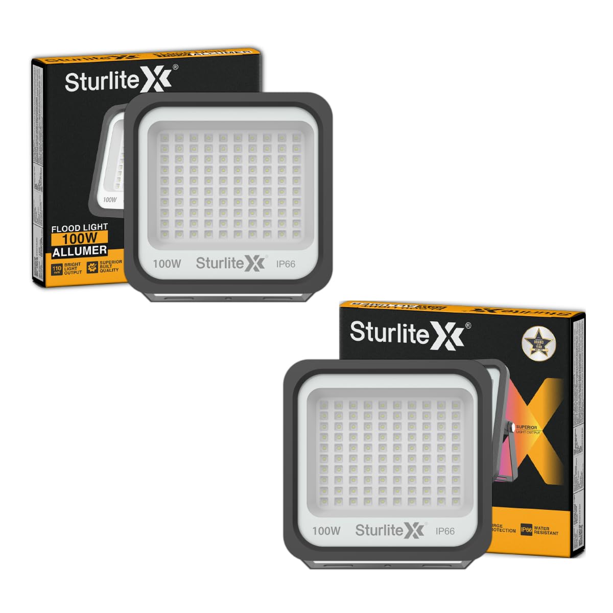 Sturlite Allumer 100 W LED Flood Light| Cool White 6500K Color Temperature LED Lamp| IP66 Waterproof Surge Protection Focus Light for Factory, Garage, Parking, Garden, Playground & Shop - (Pack of 2)-image-3
