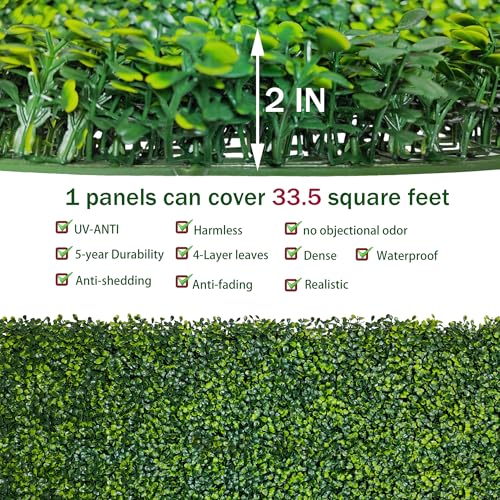 Image of ODTORY Artificial Boxwood Privacy Screen, 40X120 in(33.5 sqft) Yellow Green | UV-Anti Boxwood Panel, Faux ivy Greenery Backdrop, Balcony /Garden /Backyard Fence Covering, Indoor Outdoor Green Plant Decor