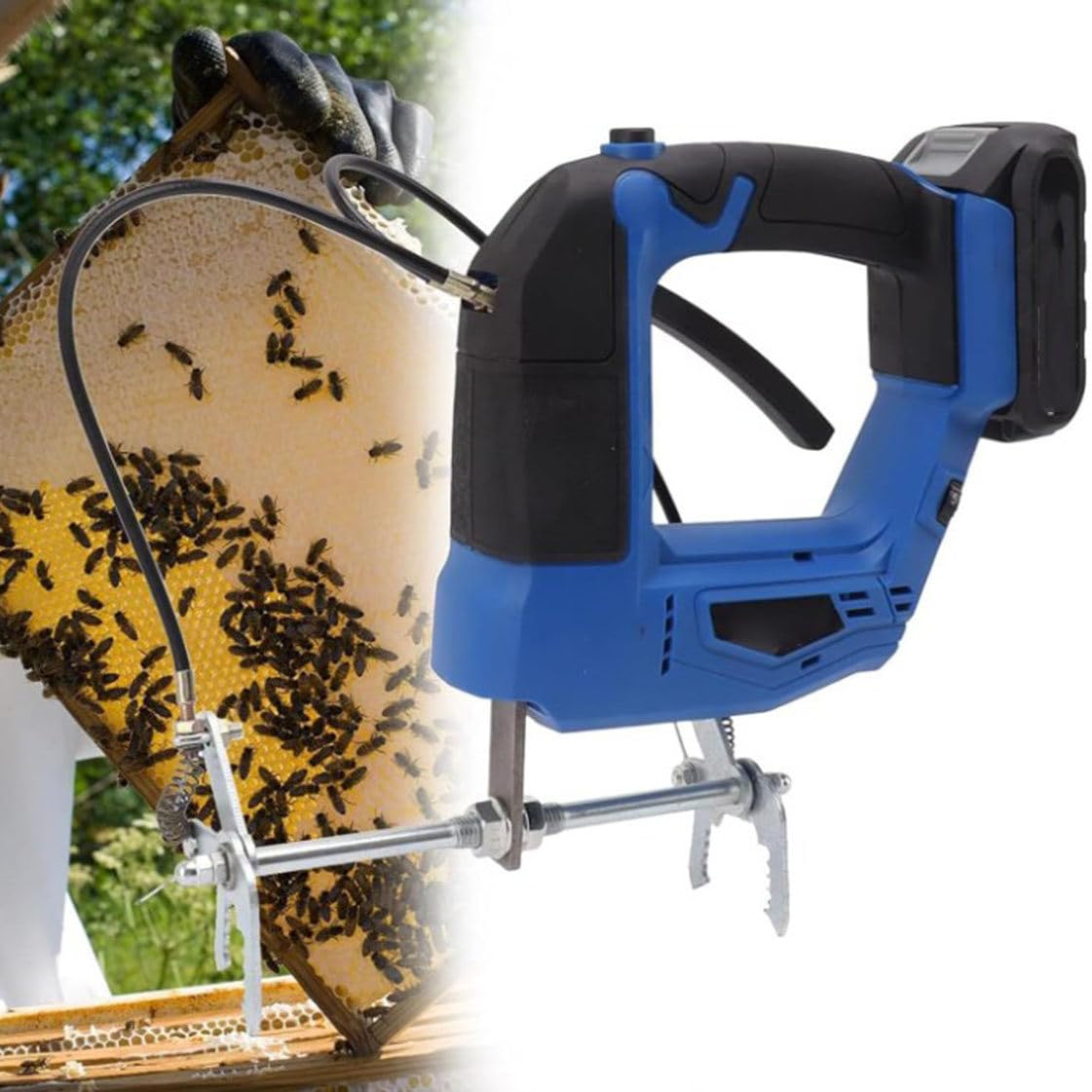 Elektryczny Odplamiacz Pszczół, Przenośny Bezprzewodowy Wstrząsacz Pszczół, Bezszczotkowy Silnik Dens Honey Shaking Honey Raising Tool, Do Farmy Pszczół Miodnych,Blue-1battery