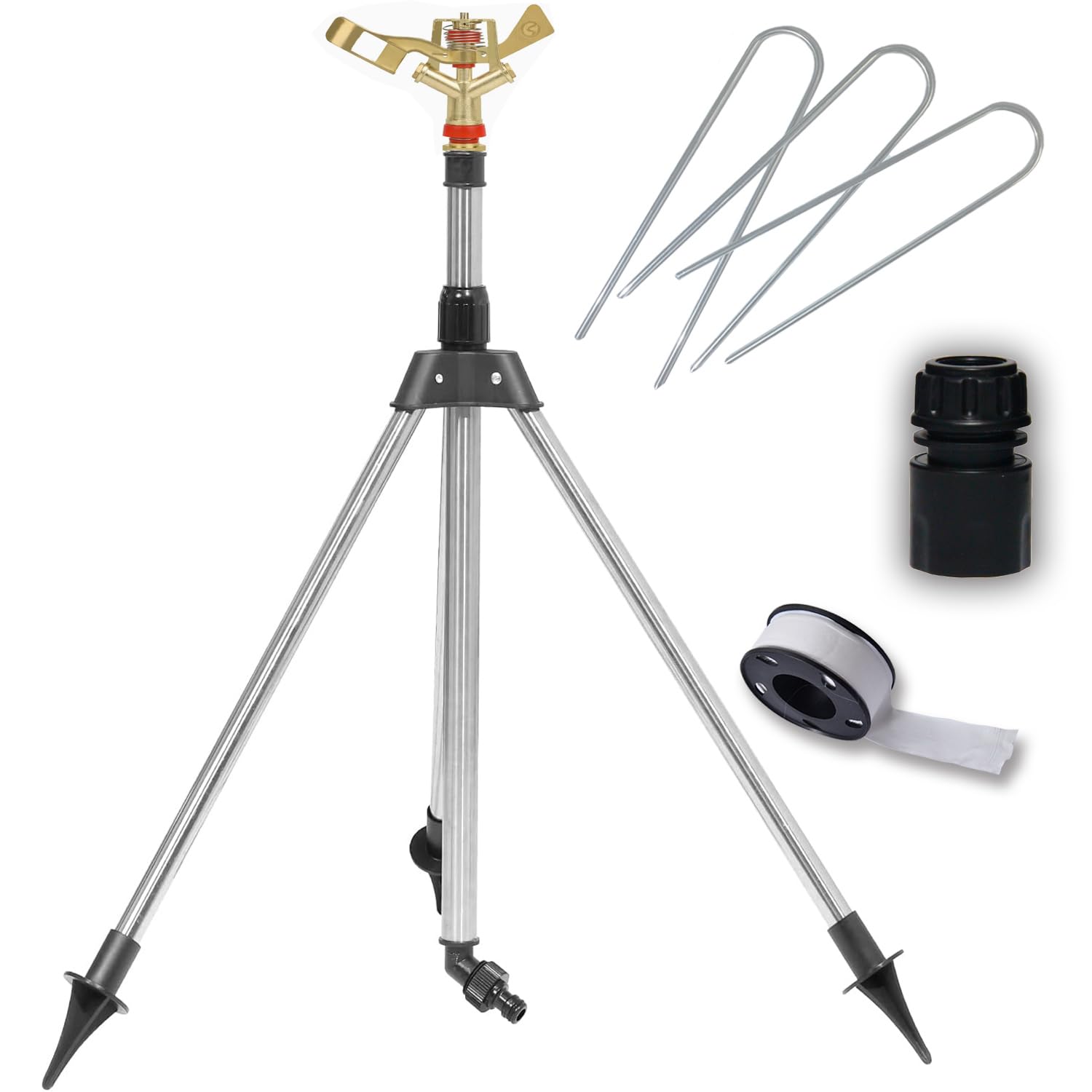 Arroseur sur Trépied,Arroseur Oscillant,Pistolet arrosage Jardin,Arroseur de Jardin sur trépied télescopique en Laiton,Rotatifs Automatiques À 360 Degrés pour Cour, Jardin, pelouse (Vert)