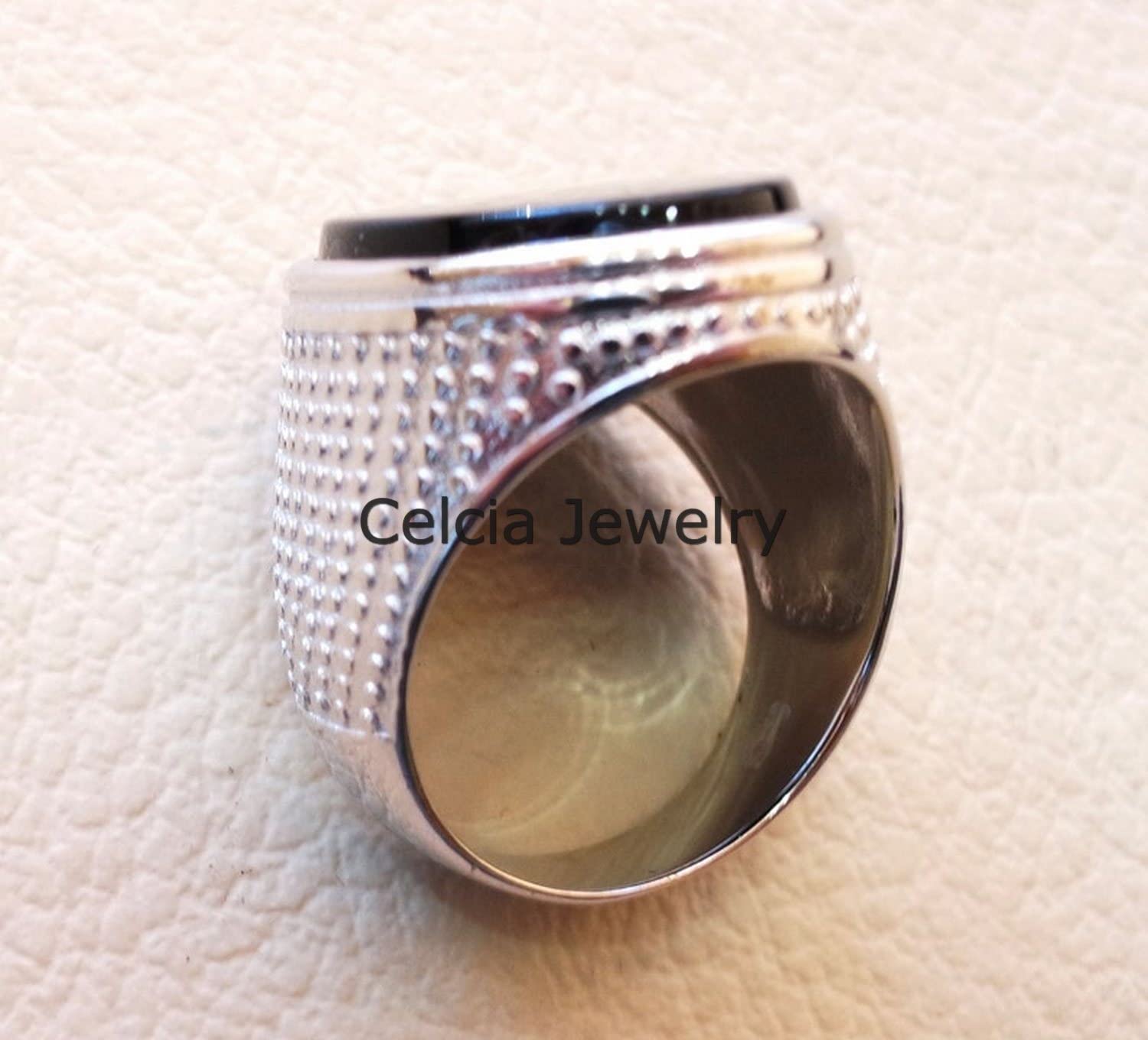 Herrenring aus schwarzem Onyx mit natürlichem Edelstein, Siegelring für das Hochzeitsversprechen, tolles Geschenk für den Freund, Geburtstagsgeschenk für den Ehemann (schwarzer Onyx)
