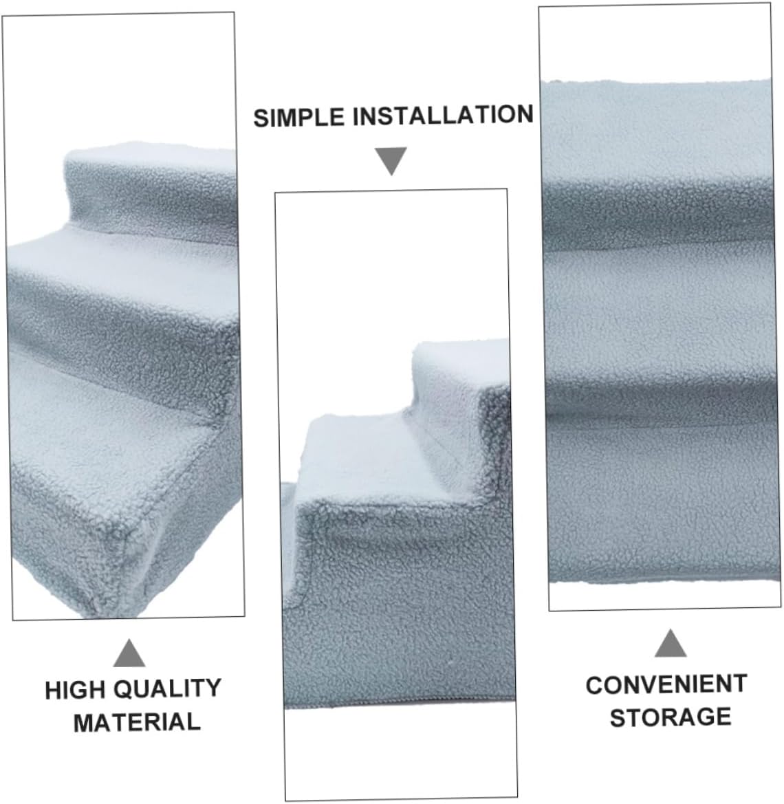 Dog Stairs for Pets Lightweight Puppy Ladder for Non-Slip Steps for Cats and Dogs Space-Saving Portable Pet Ramp Grey