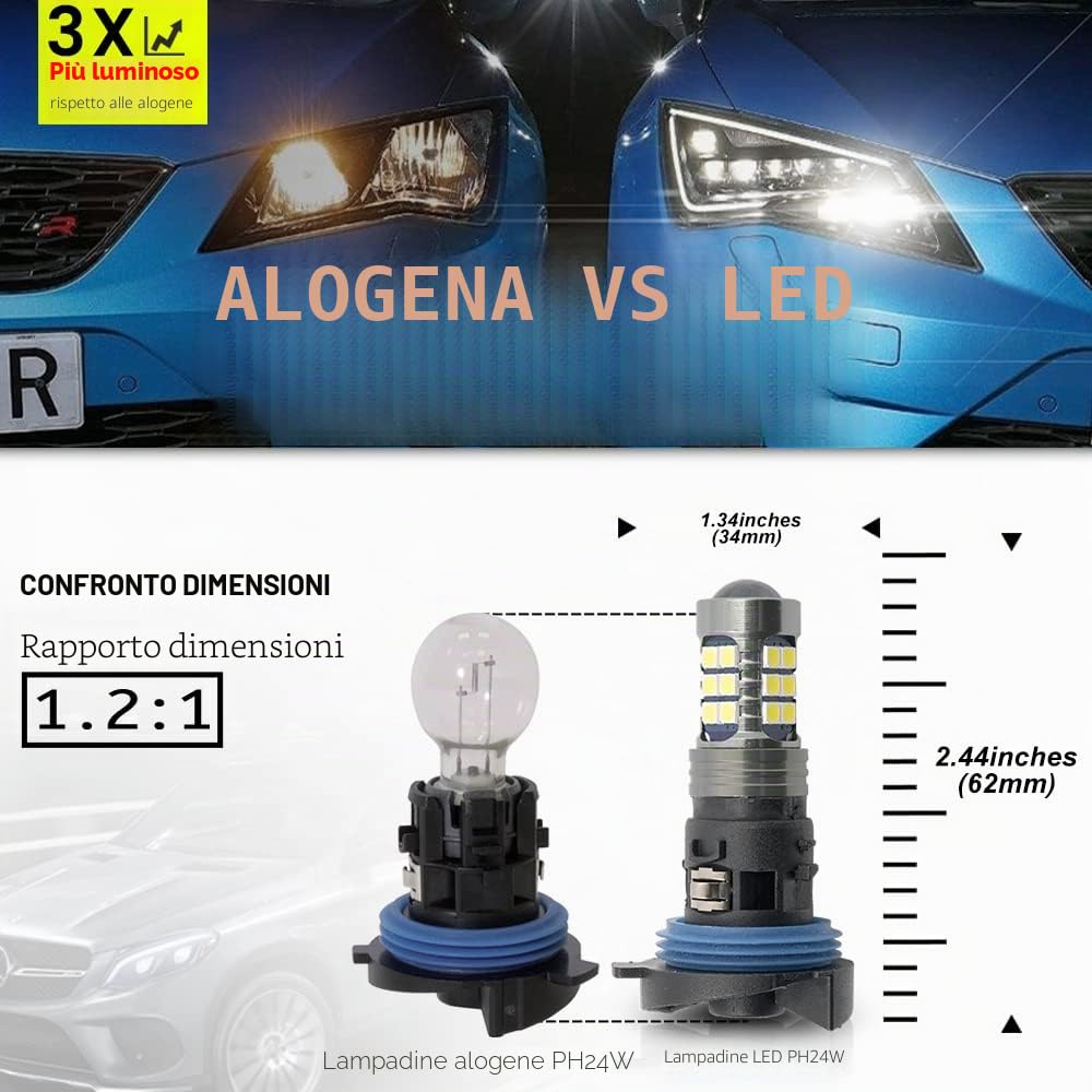 2 lampadine LED DRL per luci di marcia diurna per Peugeot 3008 5008 2009-2016 HP24W Valeo 13625 6216F6 G4 Bianco Xenon Canbus LED DLR City