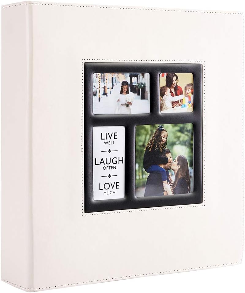Ywlake Photo Album 4x6 500 Photos Vintage Style Leather Large Wedding Family Black Pages 500 Photos Beige