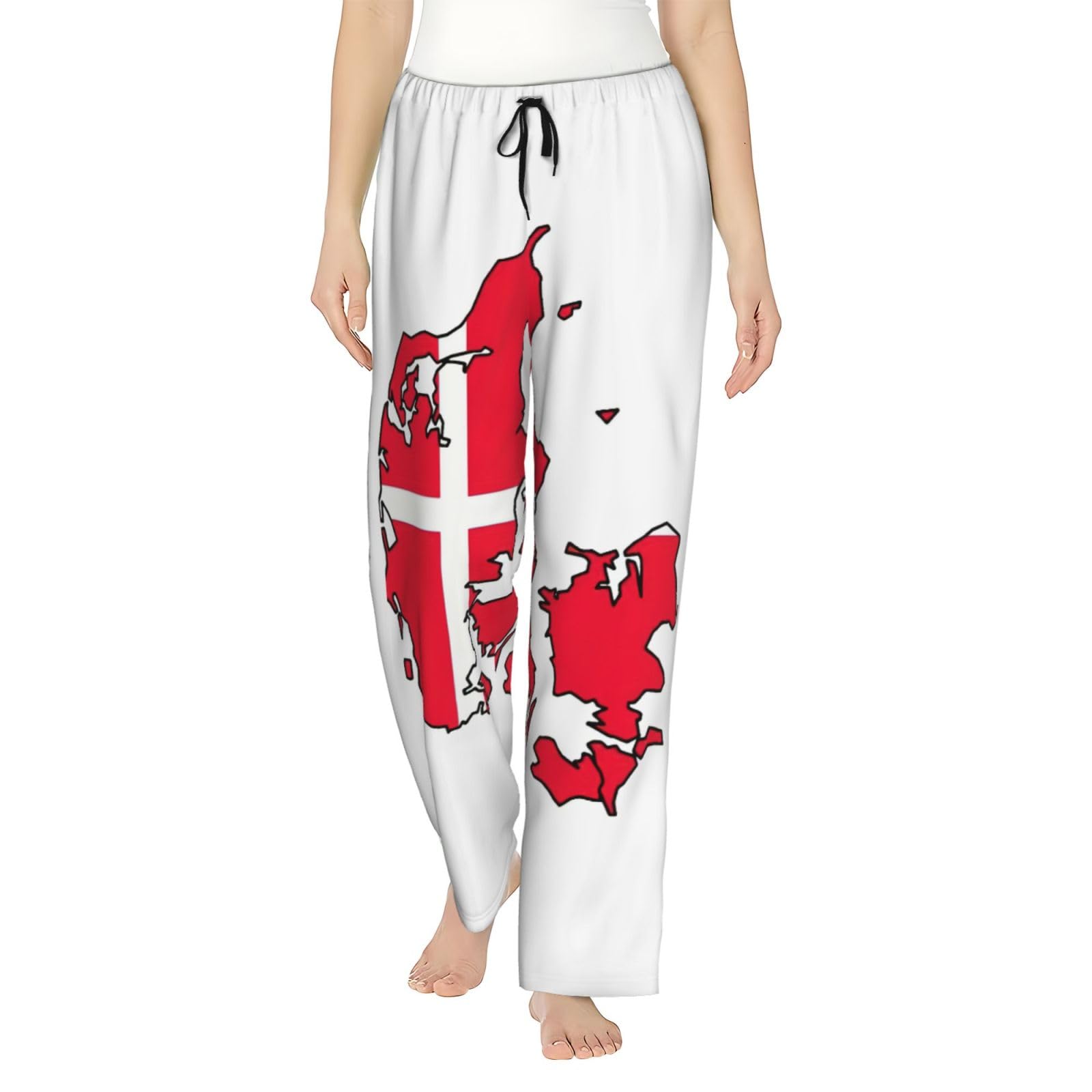Pantalon de pyjama polyester doux femme avec poches amples imprimé danois - 8