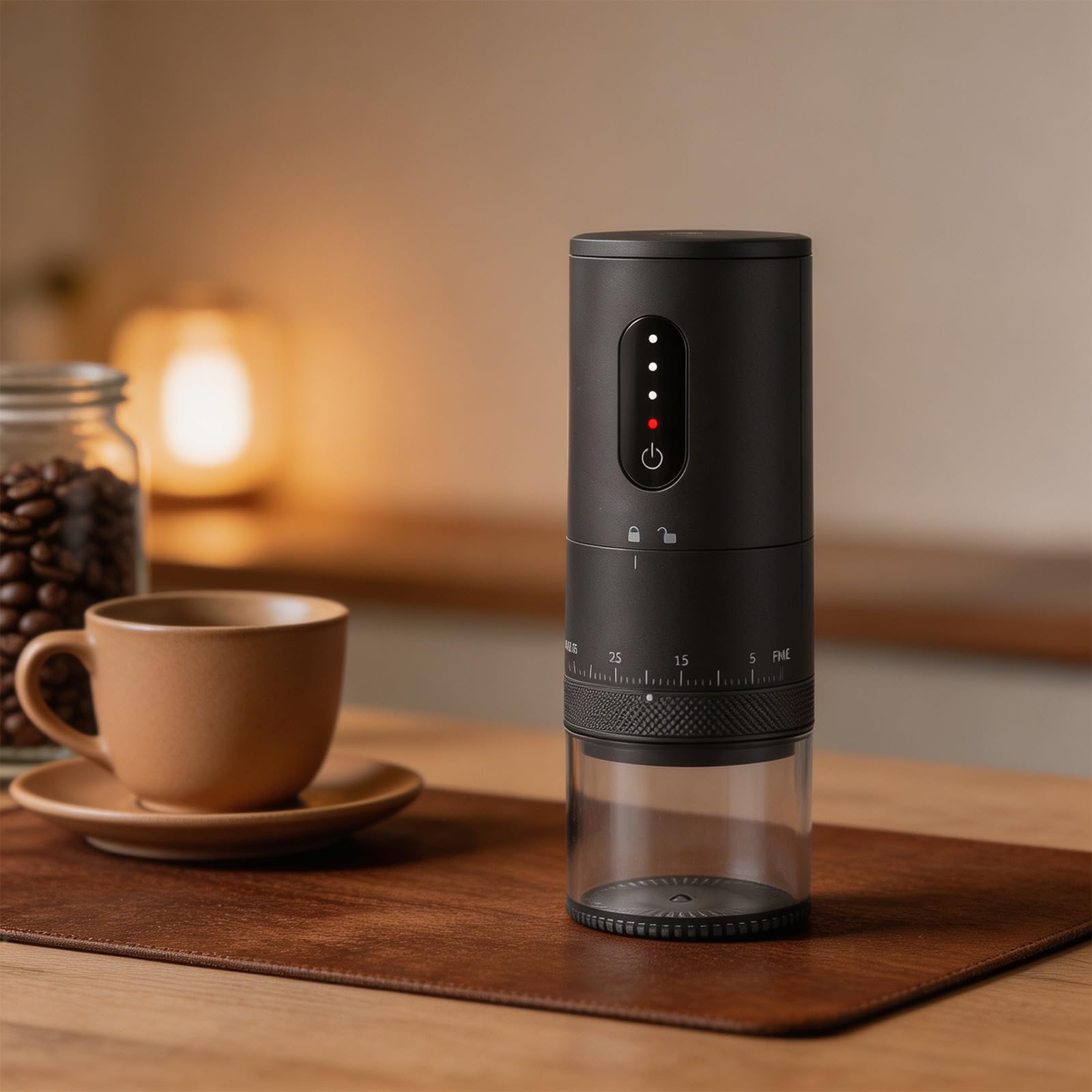 Macinacaffè Elettrico con Texture ABS per Espresso, Black