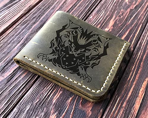 Teostra MHW Wallet Mens, Christmas Gift for Him, MHW Personalized Mens Leather Wallet, Gamer Gift, Custom Leather Wallet Handmade Husband Gift Boyfriend Gift, Geek Gift s454