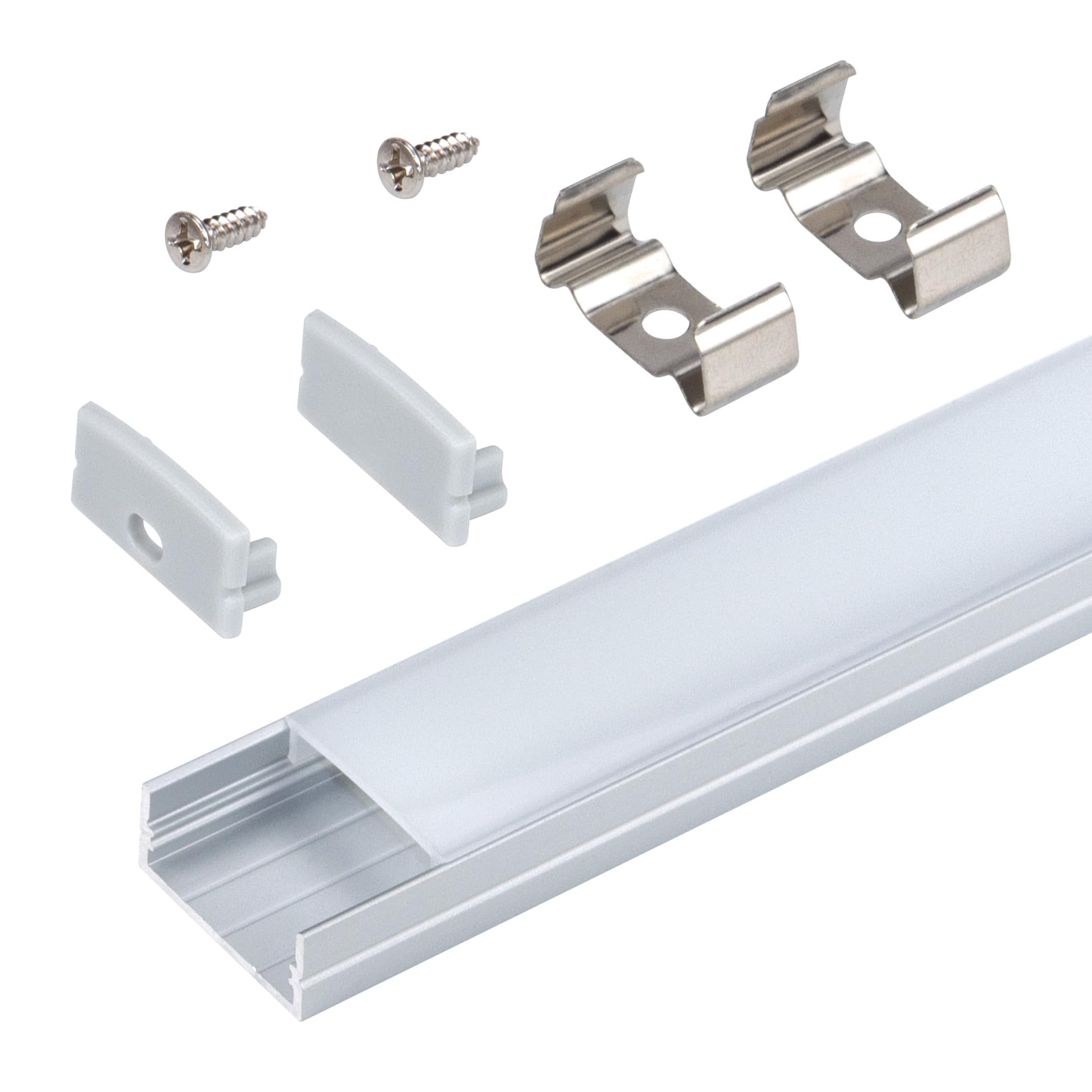 Armacost Lighting Wide Surface Mount LED Tape Light Mounting Channel 5-Pack, Silver, 960058