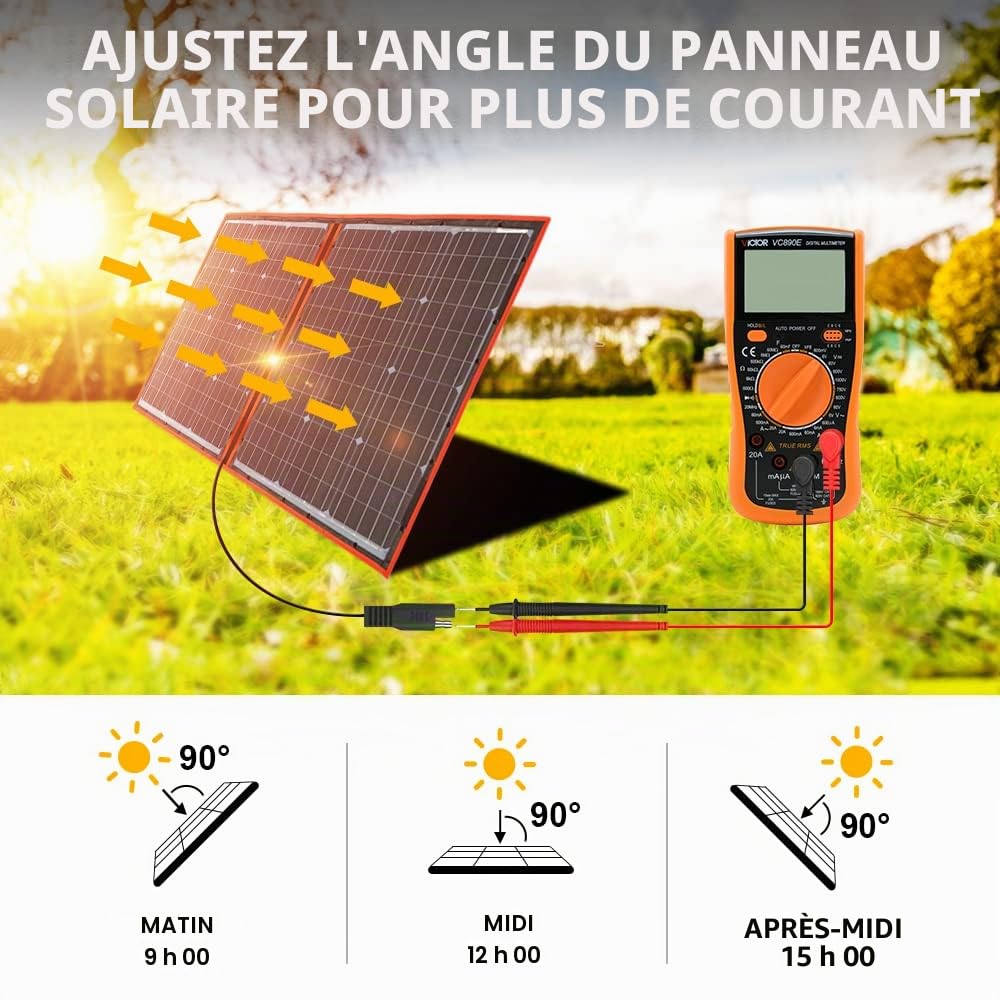 DOKIO Panneau Solaire Pliable 300W 18V Kit Monocristallin avec Régulateur de Charge (2 Ports USB) et Câble 3m pour Batterie de Voiture 12V, AGM, Gel, Acide