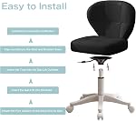 Chaise de bureau sans bras avec roues, PU Leather, Support Lombaire Adaptable hauteur chaise pivotante ergonomique support lombaire space économie design roues lisses pour bureau à domicile chambre étude