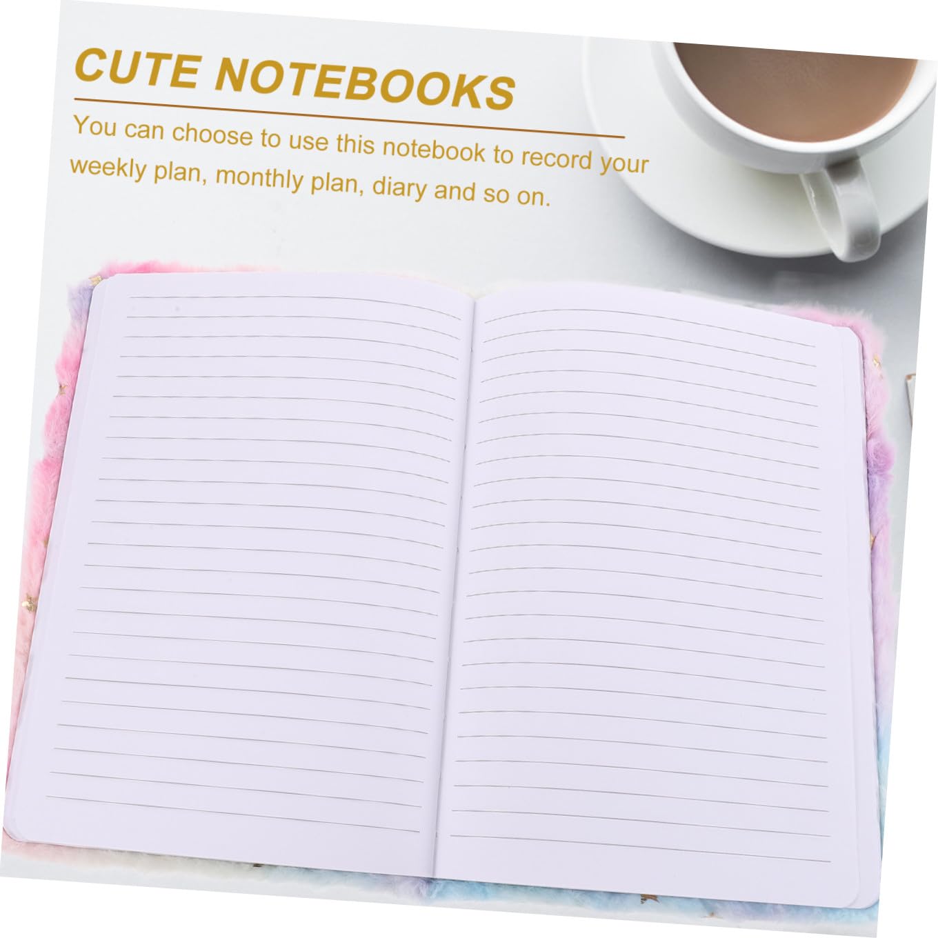 DOITOOL 3 Piezas Cuaderno con de Peluche Diseño Estrella Degradada Portátil y Adorable para Estudiantes y Diario Personal
