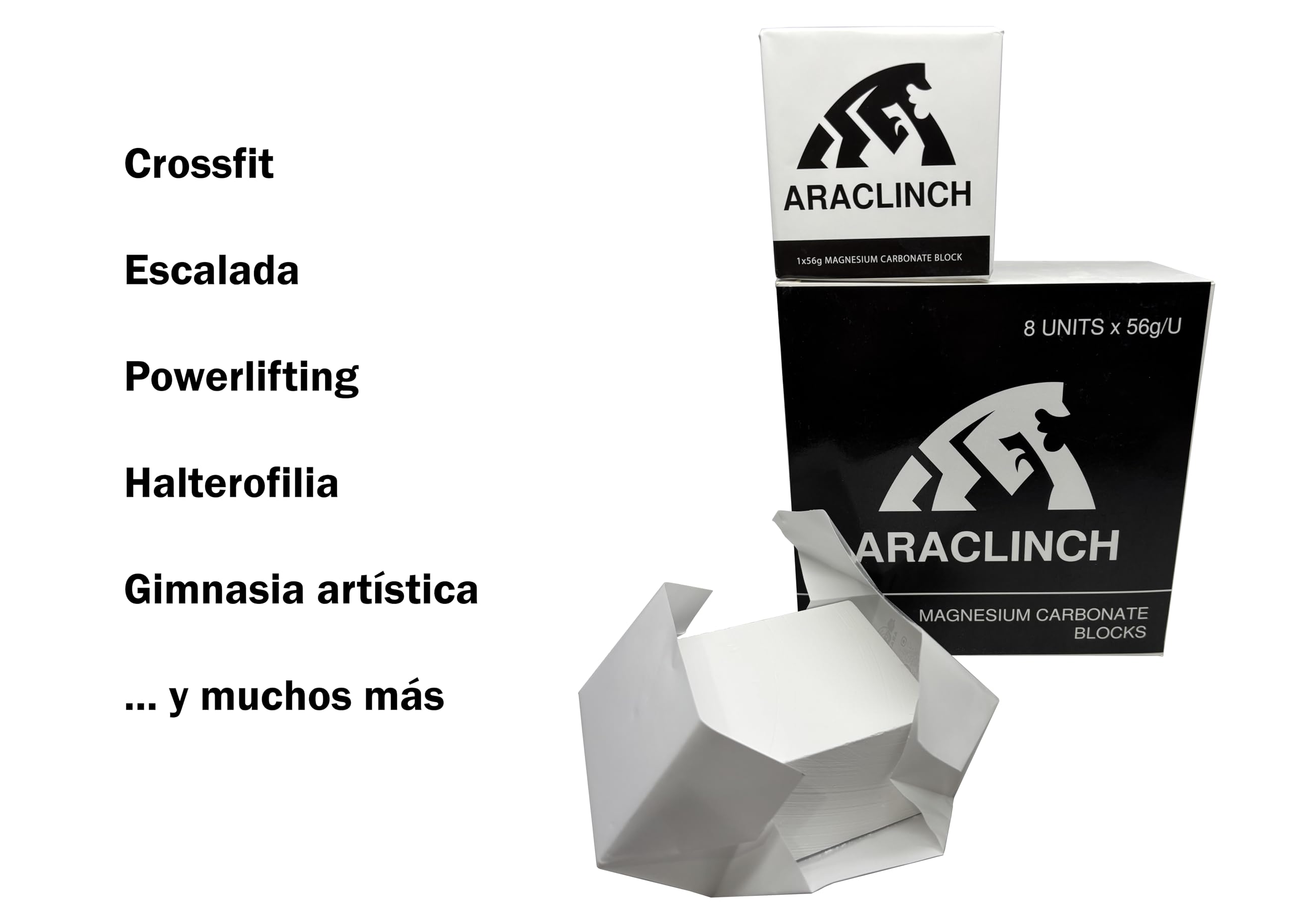 ARACLINCH Bloque de magnesio 56gx8u, Bloques de magnesio para Escalada, Crossfit, Gimnasio, Halterofilia, Calistenia, Tiza para Entrenamiento, magnesio Escalada - 2
