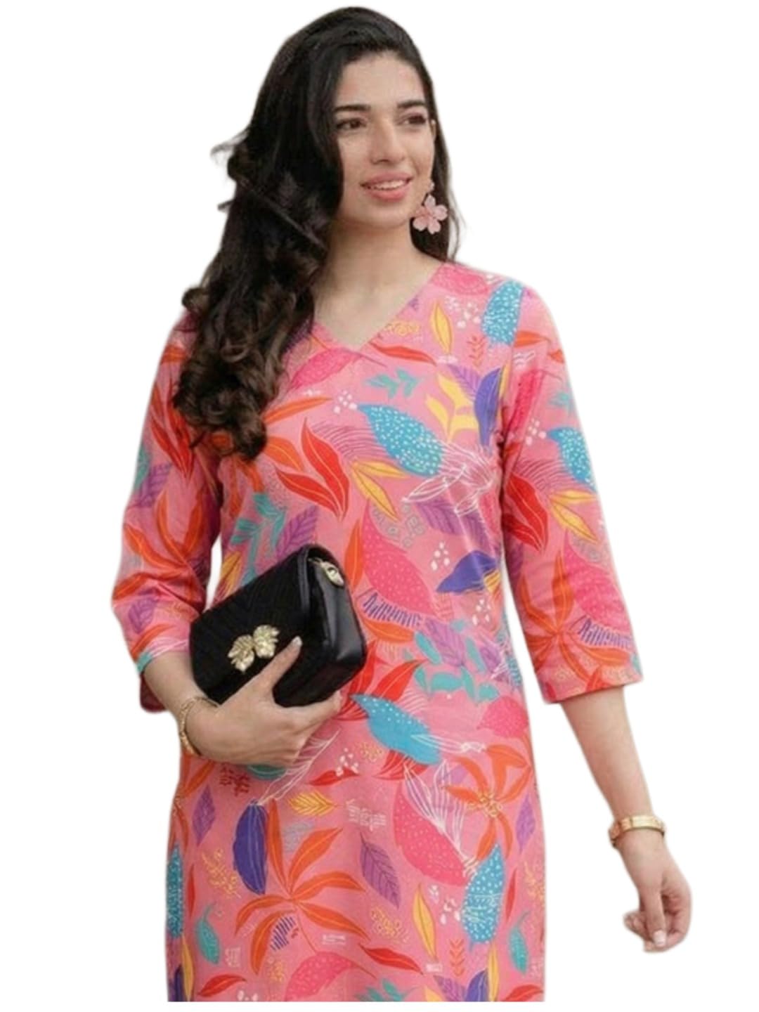 ANNI Designer Co Ord Set for Women Viscose Printed | Kurti Set for Woman | Straight Kurta Pant Co Ord Set | 2 Piece Set Women | 3/4 Sleeve V-Neck Suit Set Stylish Ethnic Outfit Clothing