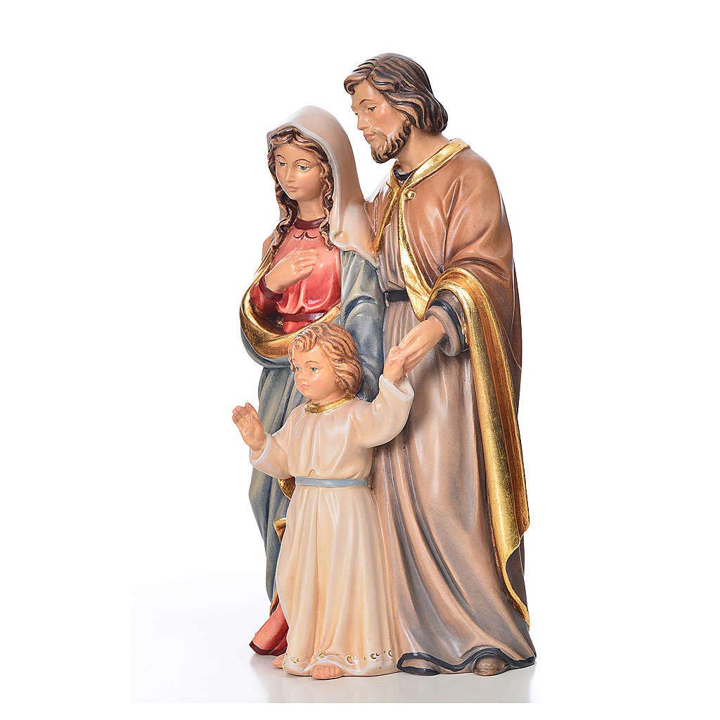 Palla Natale legno scolpito patinato Valgardena luce 7 cm oro Sacra