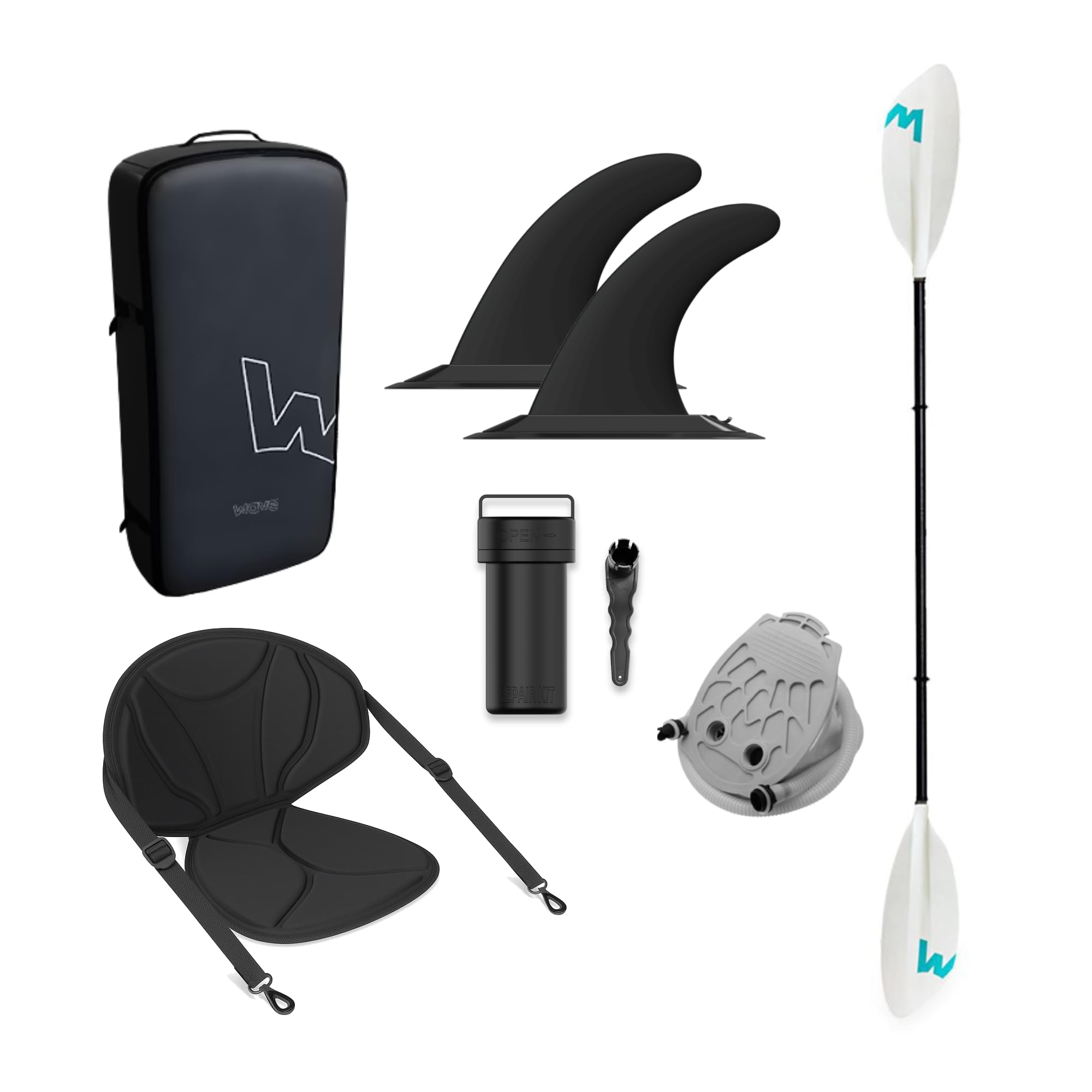 Wave Voyager Kayak Gonflable – Coque Rigide DropStitch 1 Place, Ensemble Complet avec pagaie, Pompe et siège, Stable et Portable pour Lacs et rivières