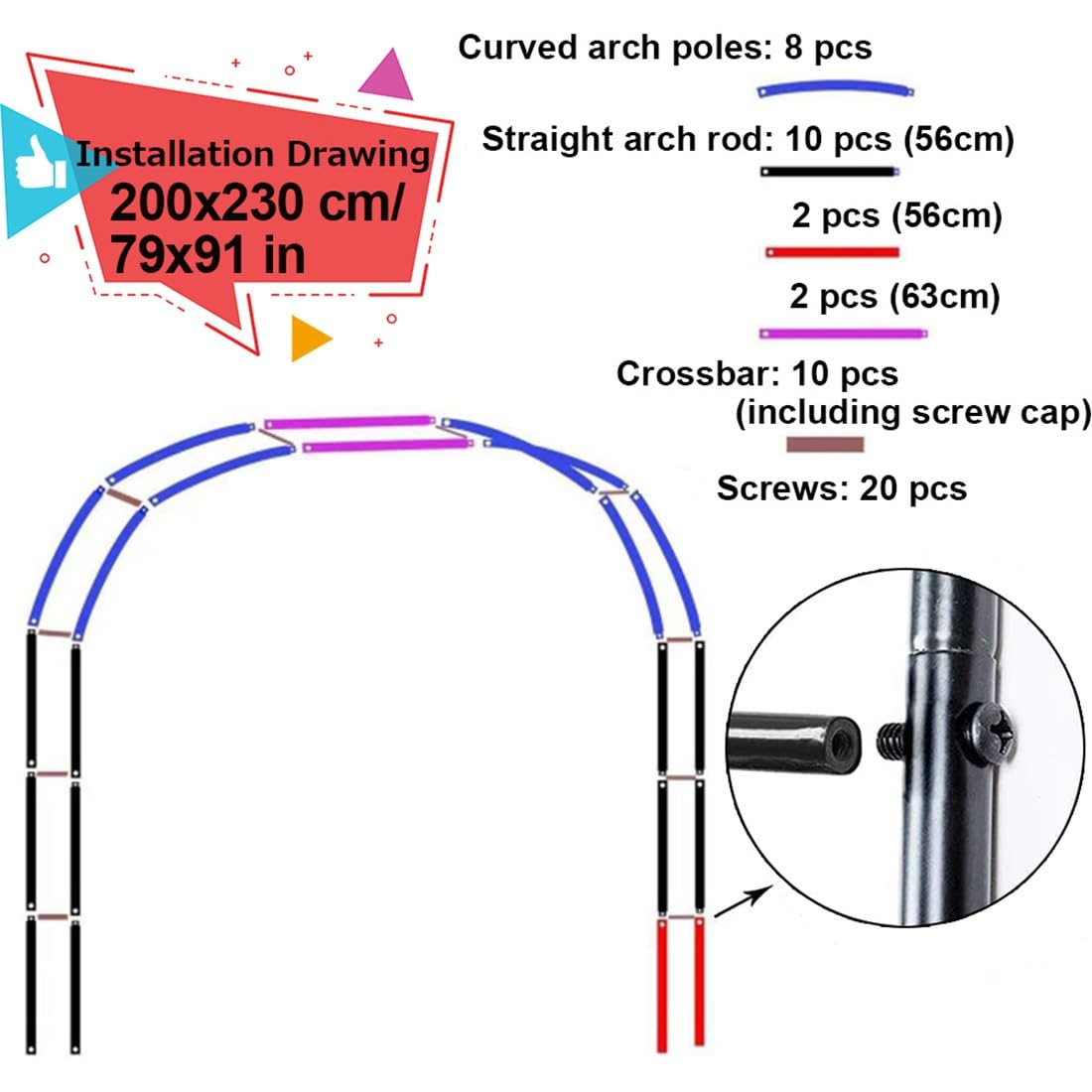 Metalowy łuk ogrodowy do róż pnących, altana ślubna, na zewnątrz, regulowana wysokość 200-220 cm, szerokość 80-350 cm, brązowy, do roślin i kwiatów