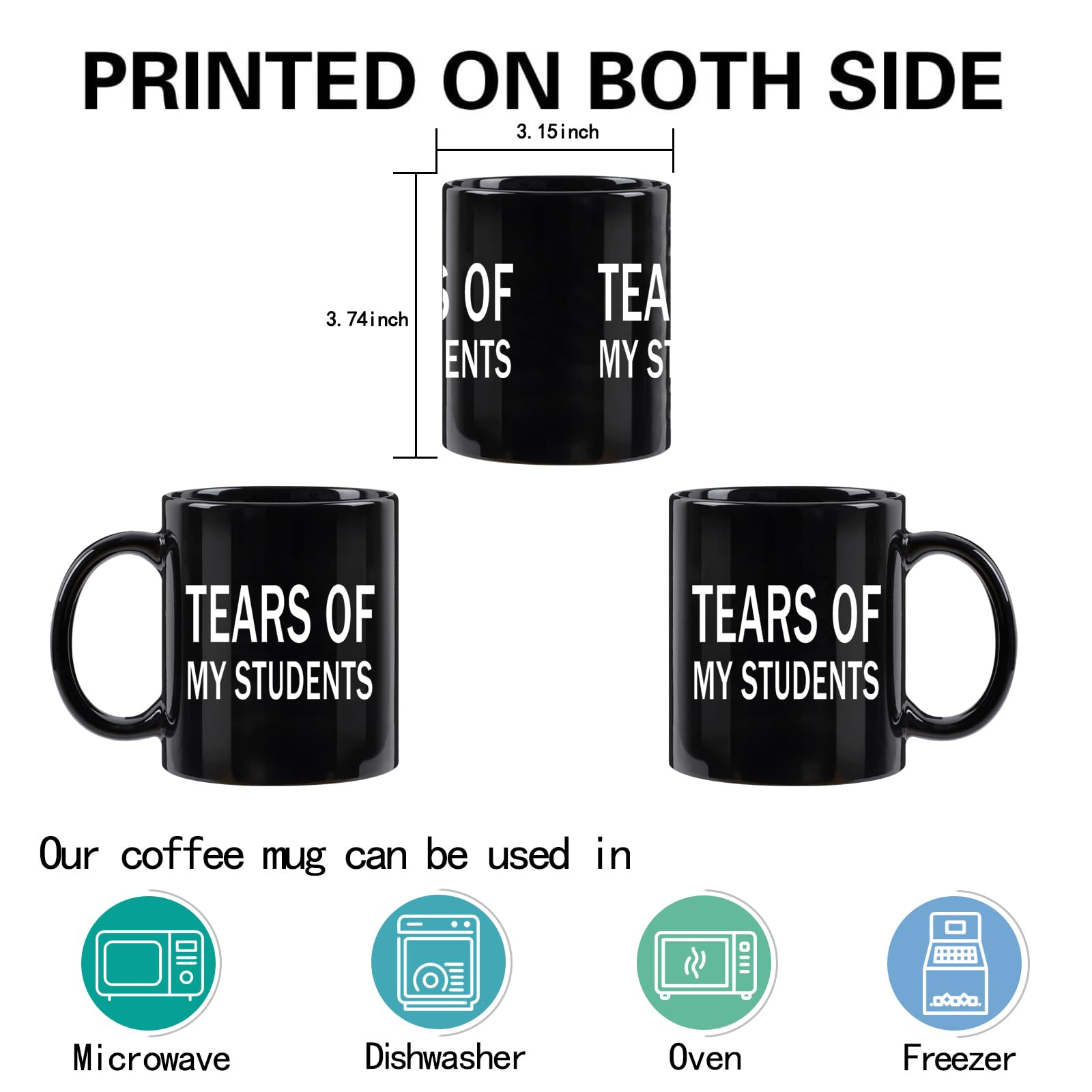 WENSSY Gifts for Teacher, Tears of My Students Mug, Funny College Professor Graduation Appreciation from Student Christmas White Elephant Gifts for Teacher 11 Ounce Black