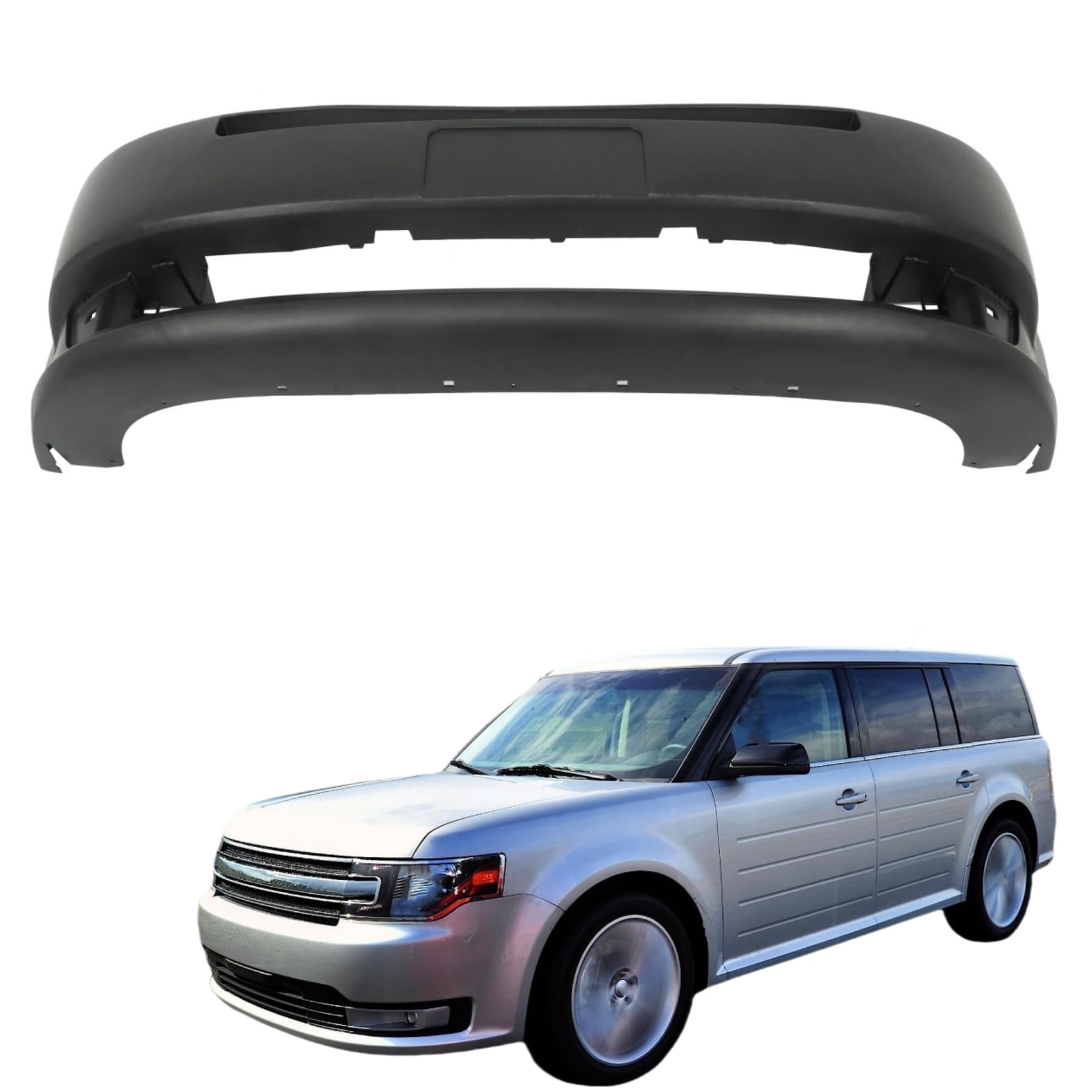 Silscvtt Front Bumper Cover Without Park Assist Holes Primed Replacement for Flex 2009-2012 FO1000640C 8A8Z17D957APTM