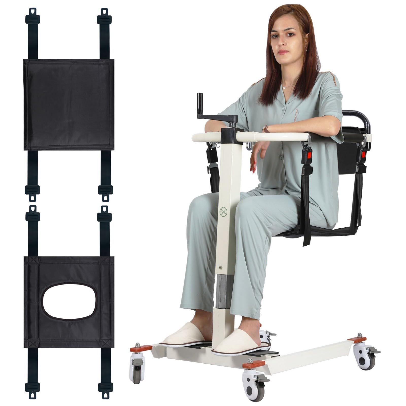 Lift Transfer Chair Patient Lift for Home Portable Wheelchair Lift for Car & Toilets, Bedside Commode Toilets Seat, Transfer Aid for Elderly Height Adjustable for Elderly Assistance(Upgrade)