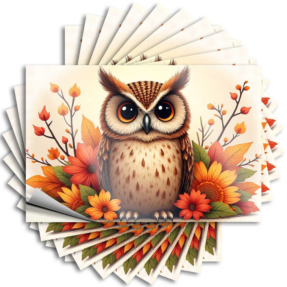 Sticker Fire, Best Bumper Autumnal Owl with Flowers and Berries | Guys(8X12CM)