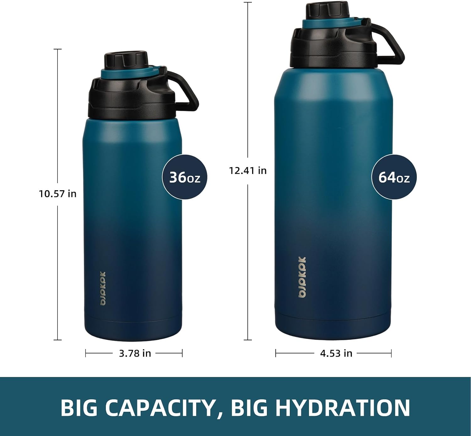 BJPKPK 36 oz Insulated Water Bottle, Leakproof Stainless Steel Jug