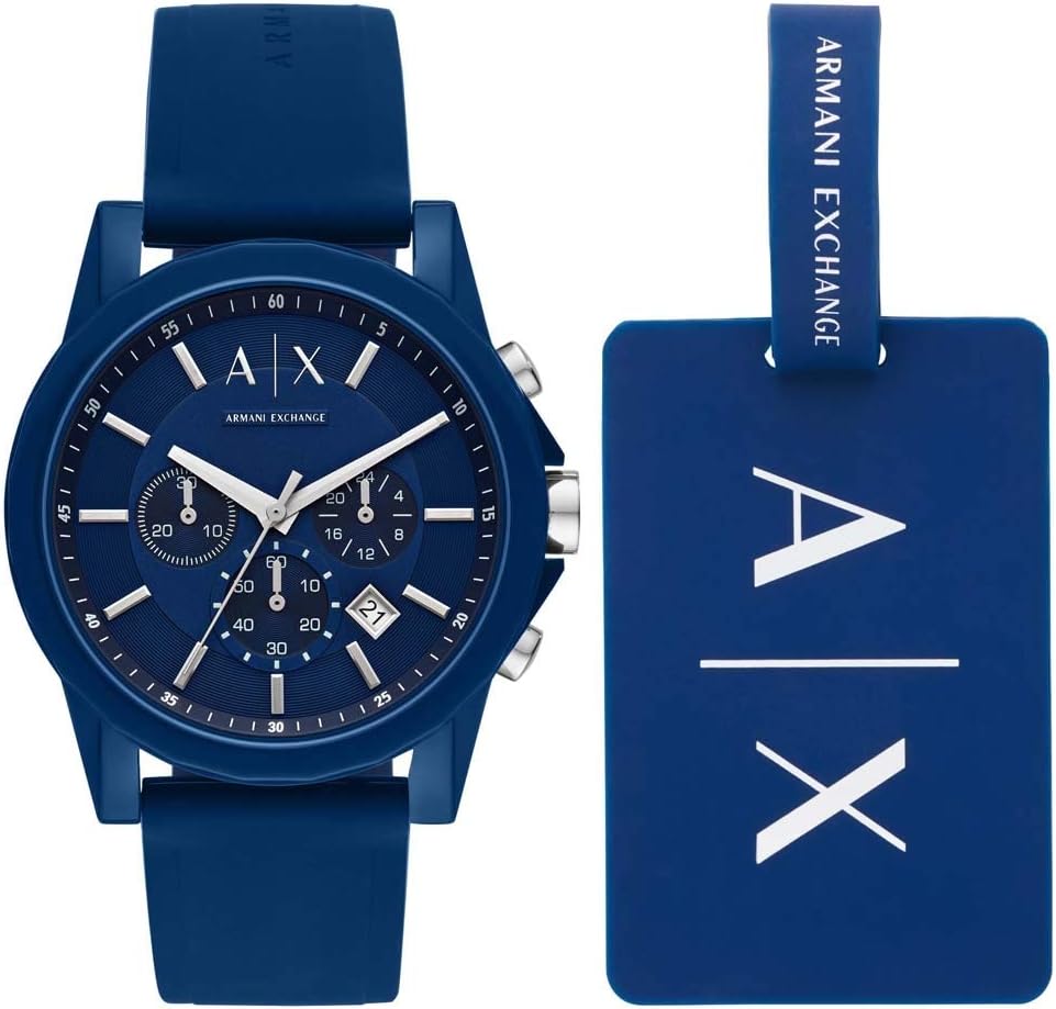 Armani Exchange Mens Chronograph Quartz Watch with Silicone Strap AX7107