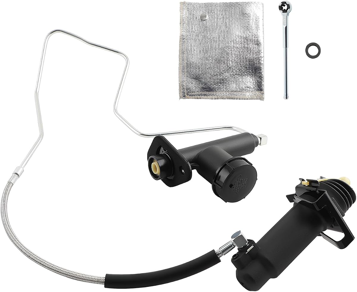 maXpeedingrods CC649005 Clutch Master Slave Cylinder for Ford V8 7.3L 7.5L | for F-250 F-350 F250HD F350HD F53 F59 F-Super Duty F59 1993-1997, Pre-Filled Line Assembly Direct Replace 136.65513